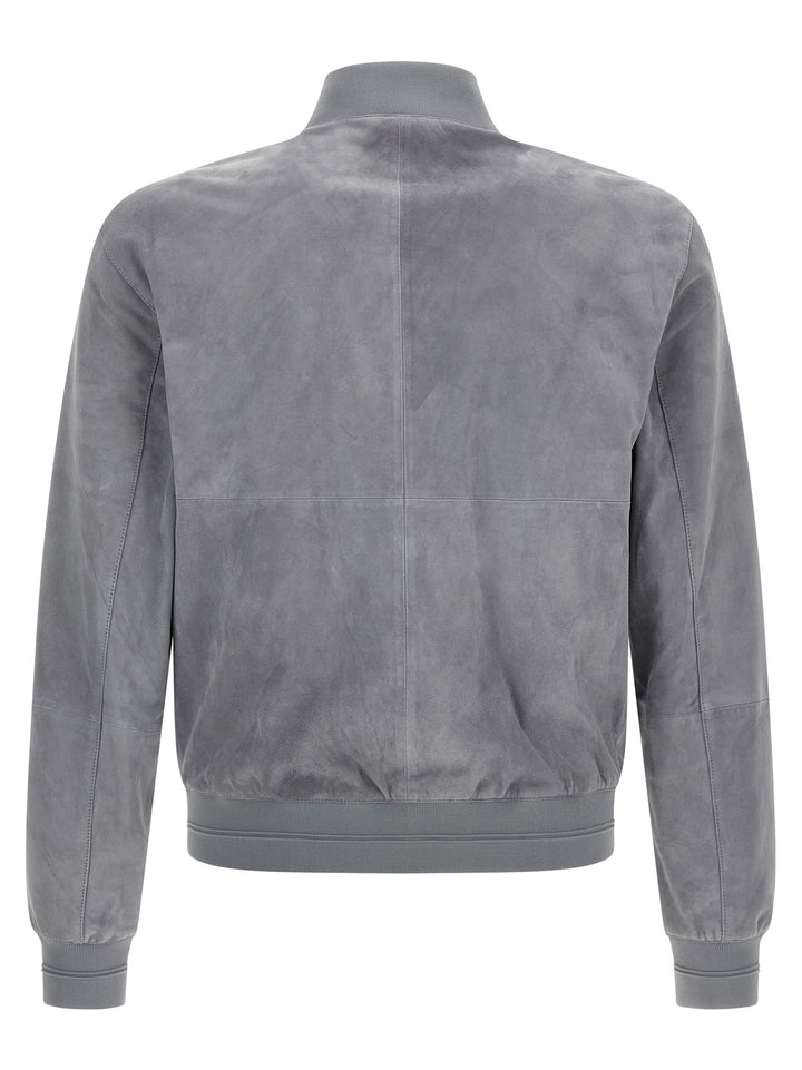 Pal Zileri Suede Jacket Puffer Jackets - Gray | ae7a842b0797bcd9259abfcd5b97dbb32c6be45f