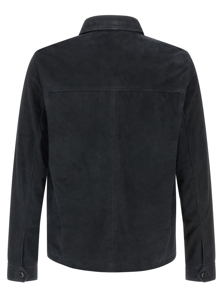 Pal Zileri Suede Overshirt Puffer Jackets - Blue | 16b55627bcf9fa13d7cb5675180c55f43860fedd