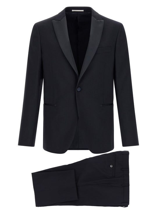 Wool And Satin Dress Suits Black