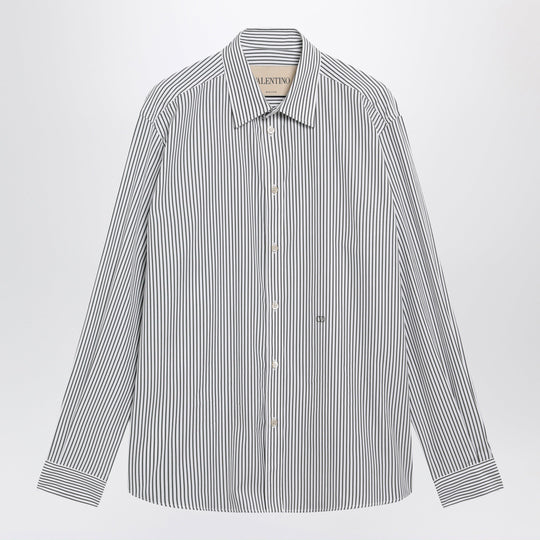 Ivory/Green Striped Shirt With Vlogo
