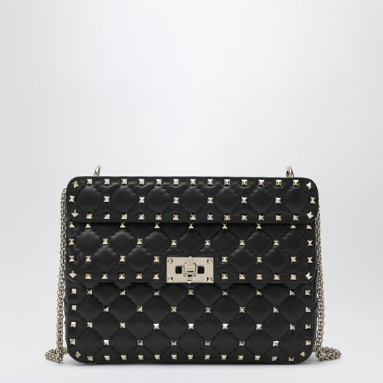 Medium Rockstud Spike Bag In Black Nappa Leather