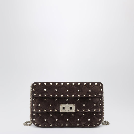Rockstud Spike Bag In Brown Suede