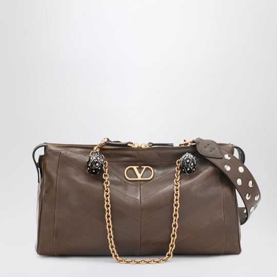 Panthea Bag In Tundra-Colored Nappa Leather With Chevron Pattern