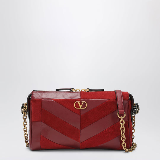Small Panthea Shoulder Bag In Suede And Nappa Leather With Chevron Pattern