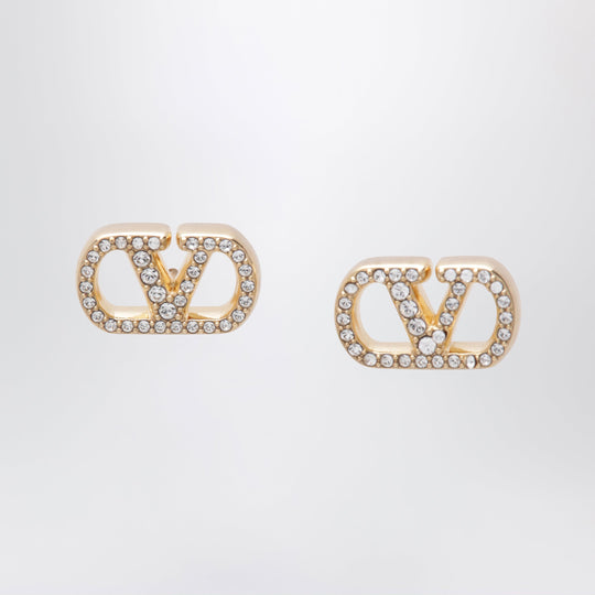 Gold-Tone V Logo Signature Earrings With Swarovski Crystals