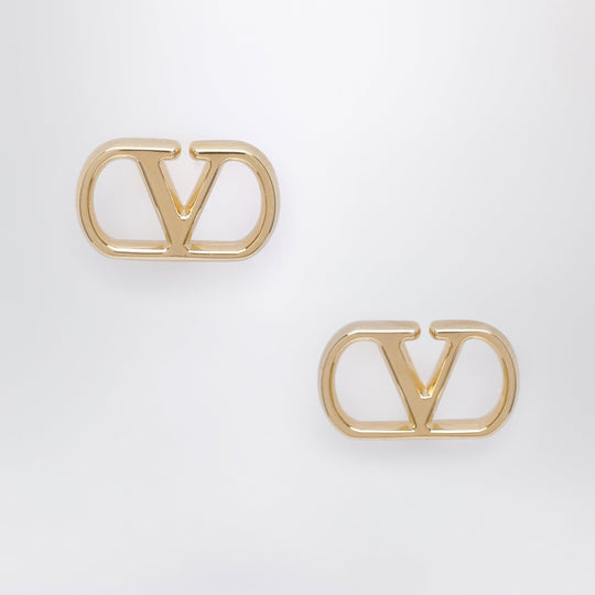 V Logo Signature Earrings In Gold-Tone Metal