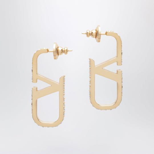 Gold-Tone V Logo Signature Earrings With Swarovski Crystals