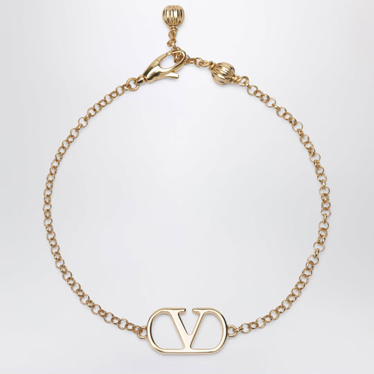 V Logo Signature Bracelet In Gold-Tone Brass