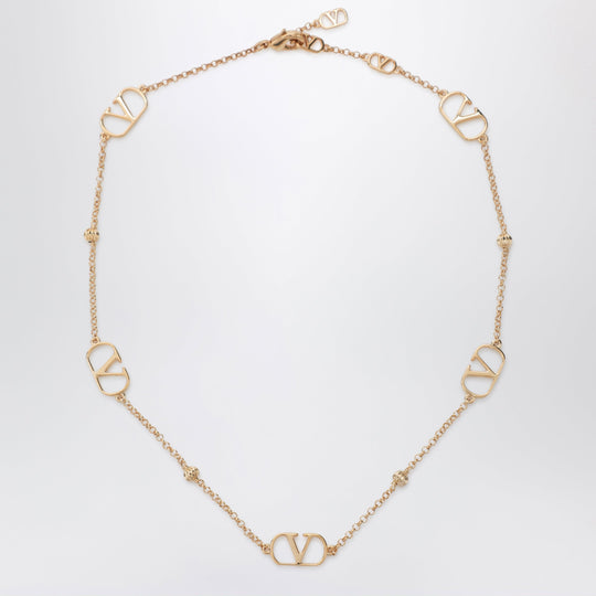 V Logo Signature Necklace In Gold-Tone Metal