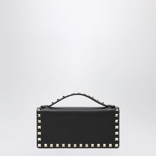 Black Rockstud Leather Wallet With Chain