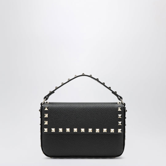 Rockstud Pouch In Grained Calfskin Leather, Black