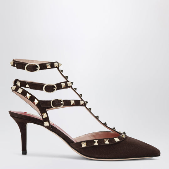 Brown Suede Rockstud Pumps