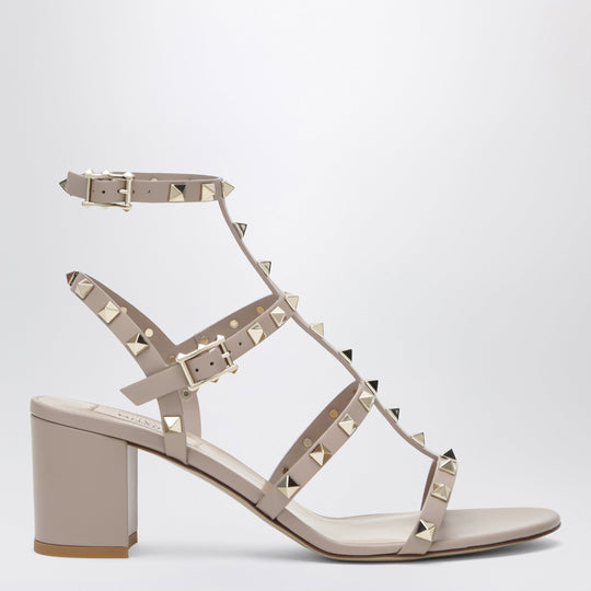 Rockstud Sandals With Blush-Colored Straps