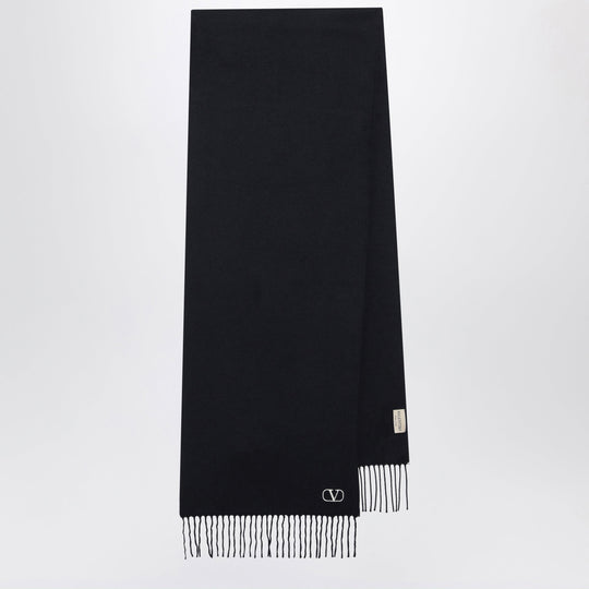 Navy Blue Scarf With V Logo Embroidery