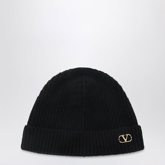 Black Vlogo Signature Cashmere Beanie