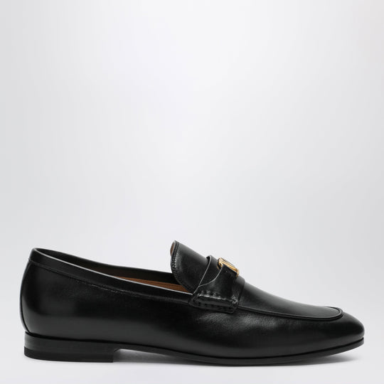 Black V Logo Signature Loafers In Nappa Leather