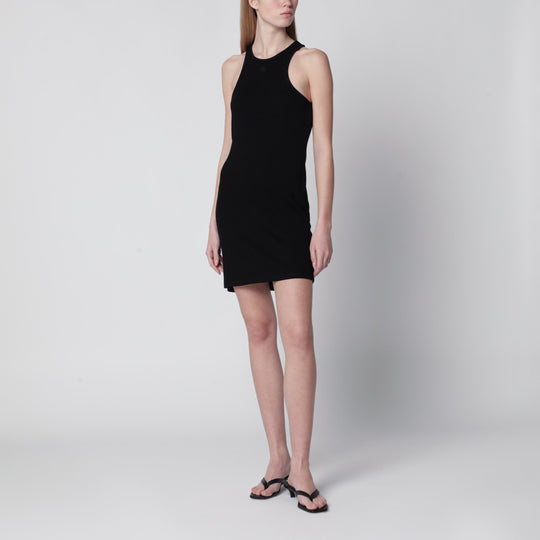 Cole Ribbed Cotton Halter Mini Dress In Black