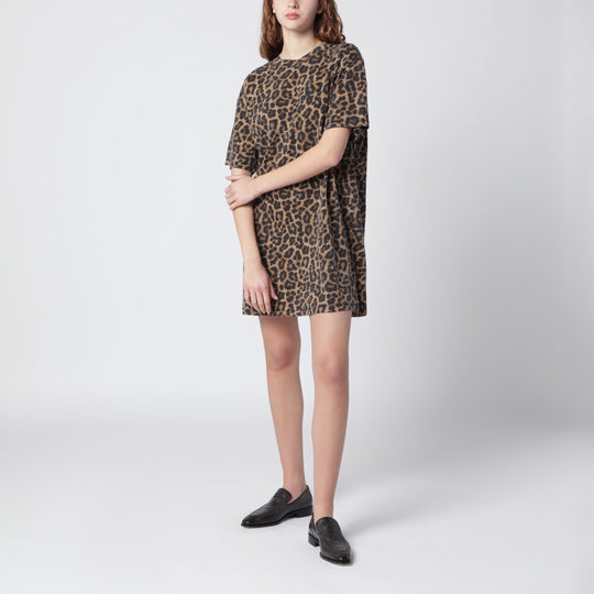 Beth Mini Dress In Leopard-Print Cotton