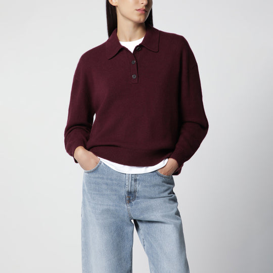 Burgundy Cashmere Polo Sweater