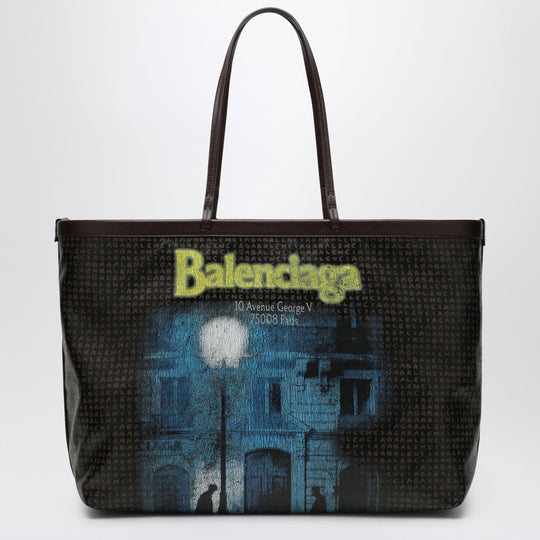 Select Large Tote In Coated Black Canvas