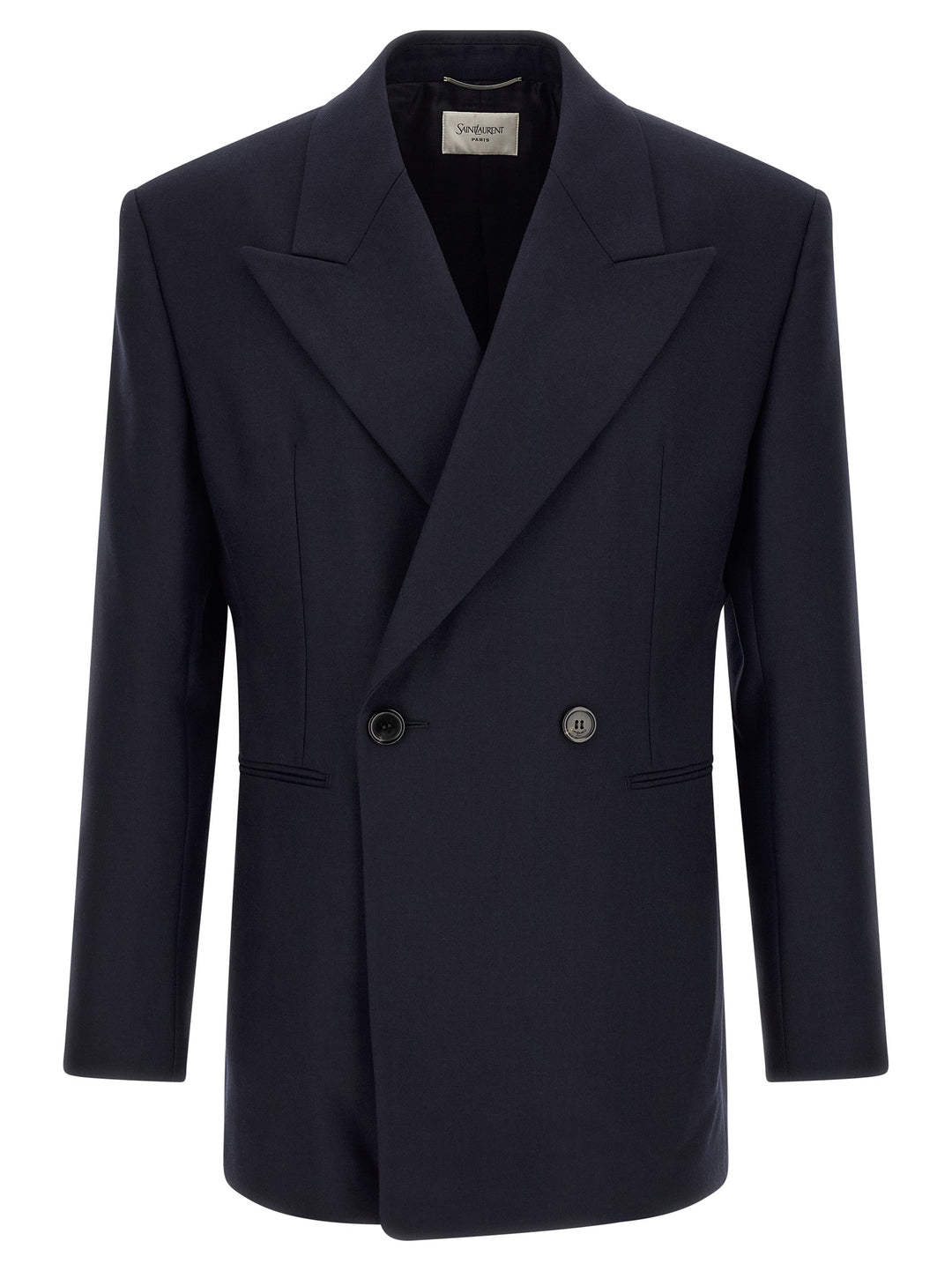 Saint Laurent Felted Wool Gabardine  Jacket Blazer - Blue | 2485a2c48cfb1e34a3528b79a080a372ea6ccfa2