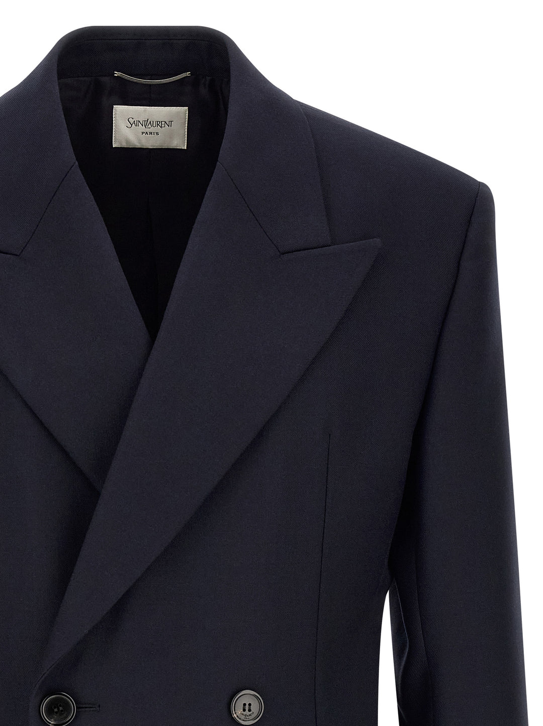 Saint Laurent Felted Wool Gabardine  Jacket Blazer - Blue | 97536cd7925c7eb4572ca4569a796384eb851a25