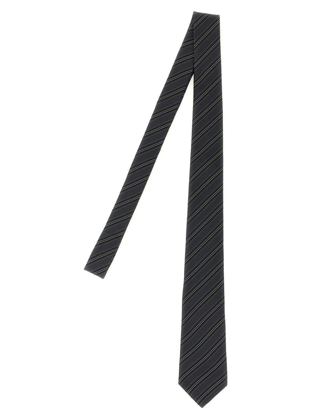 Saint Laurent Striped Tie Ties and Papillon - Gray | f40608967d7cdced06b03785359616446a1f525d