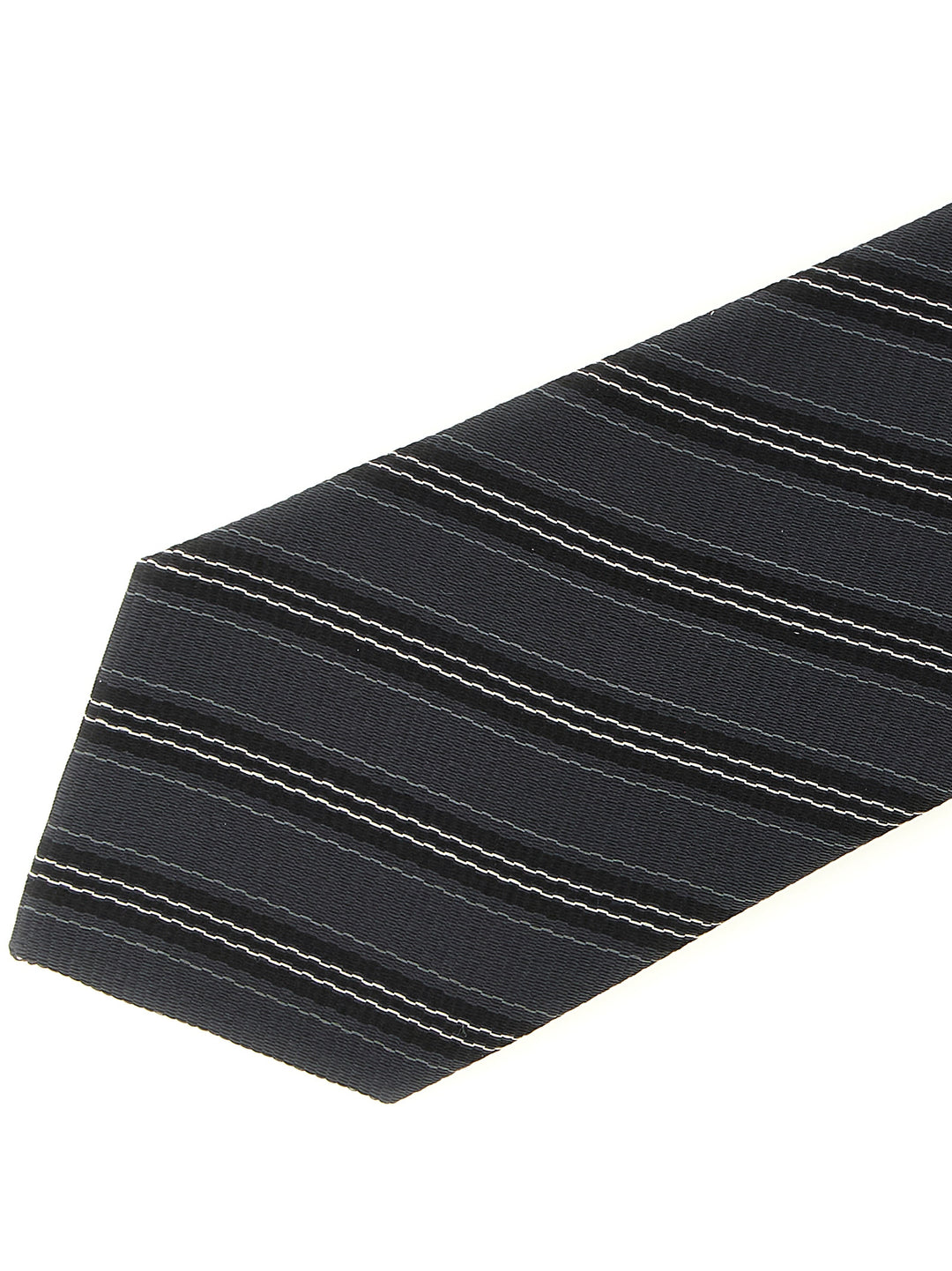 Saint Laurent Striped Tie Ties and Papillon - Gray | ded9c6d3fdd13dcefeb3c2ee33160a42c678accf