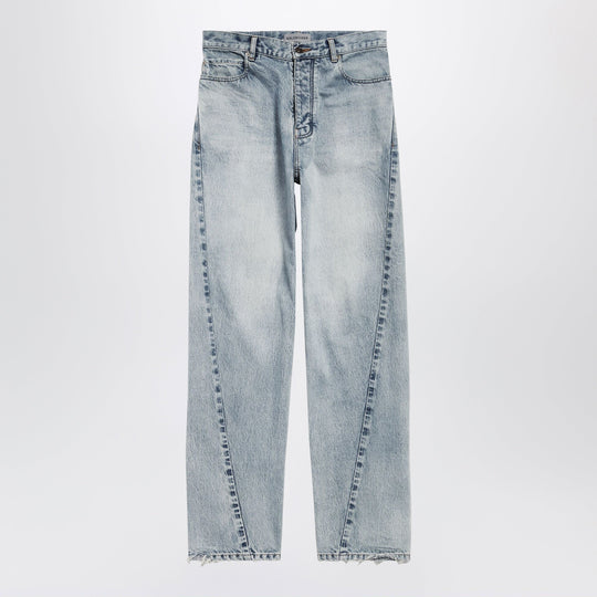 Twisted-Seam Jeans In Faded Light Blue Denim