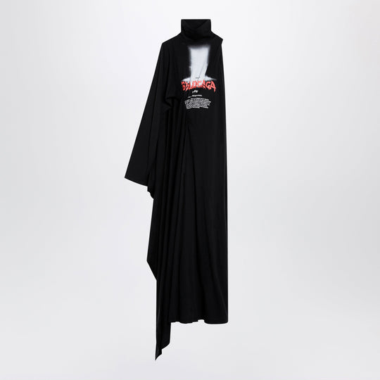 The Door Draped Maxi Cotton Jersey Dress In Black