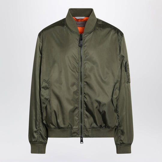 Khaki Green Nylon Zip-Up Jacket