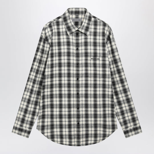 Regular-Fit Checked Cotton Flannel Shirt In White/Black