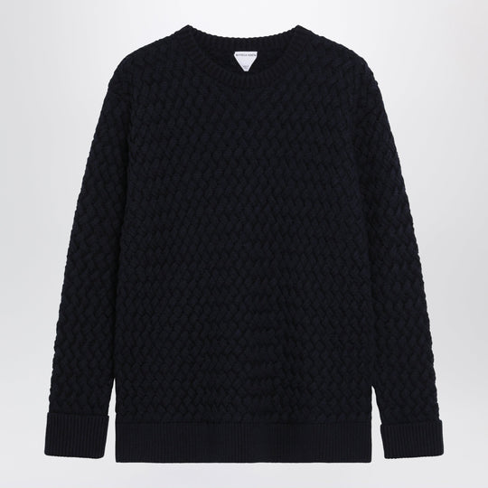 Midnight Blue Intrecciato Wool Sweater