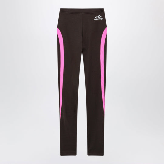 Techwear Leggings In Khaki/Neon Pink Technical Fabric