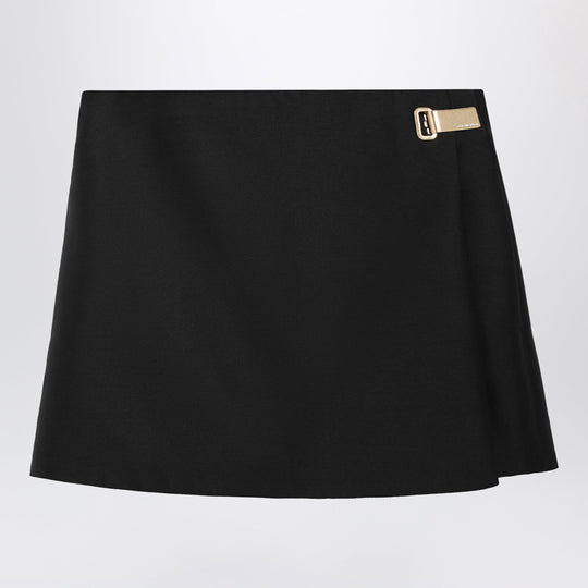 Black Wool And Silk Mini Skirt