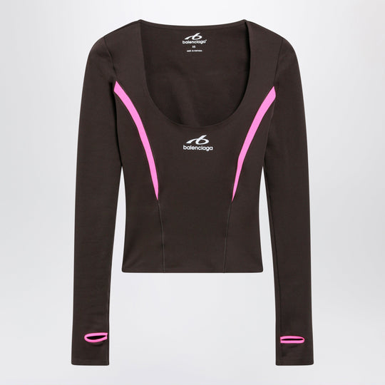 Techwear Top In Khaki/Neon Pink Technical Fabric