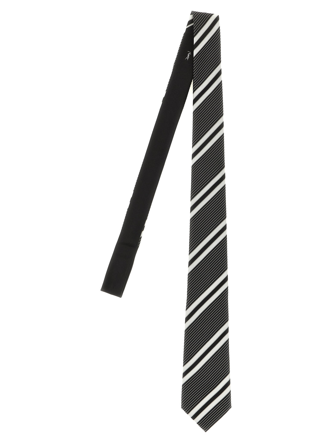 Saint Laurent Jacquard Diagonal Striped Tie Ties and Papillon - White/Black | 1e821107018e7f7a80e9d89ff3e4e523437c3c27