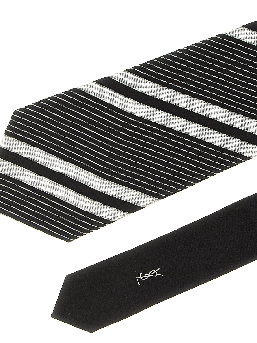 Saint Laurent Jacquard Diagonal Striped Tie Ties and Papillon - White/Black | 526d1c2fdee2795139fd163e0ecf2407b29ce024
