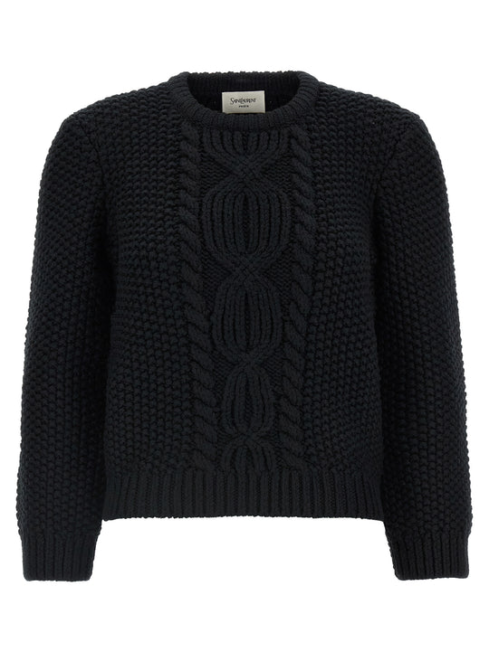 Wool Sweater With Processing Sweaters And Cardigans Black