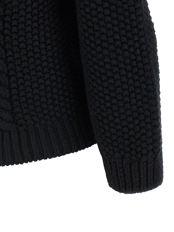 Saint Laurent Wool Sweater With Processing Sweaters and Cardigans - Black | b28d11aba861bd55db9b892f32bebfc3848e723d