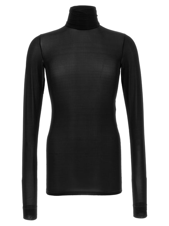 Semi-Transparent Turtleneck Sweater T-Shirt Black