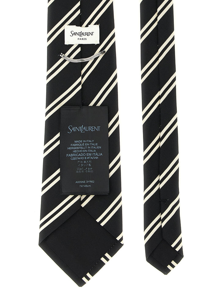 Saint Laurent Striped Tie Ties and Papillon - Black | beaf513c06001549e9059d6fb99703ea2c8a23e1
