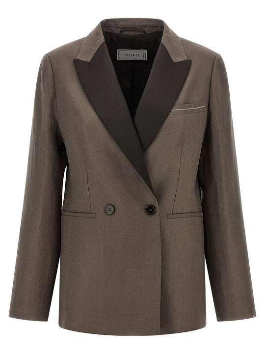Satin Linen Blazer Blazers Brown