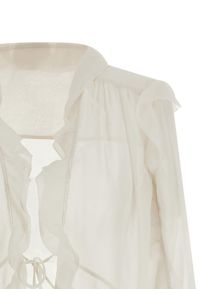 Alberta Ferretti Silk Blouse Shirt and Blouse - Beige | 0cd0501a6396e9ead5aacfe35a34c55663043f6e