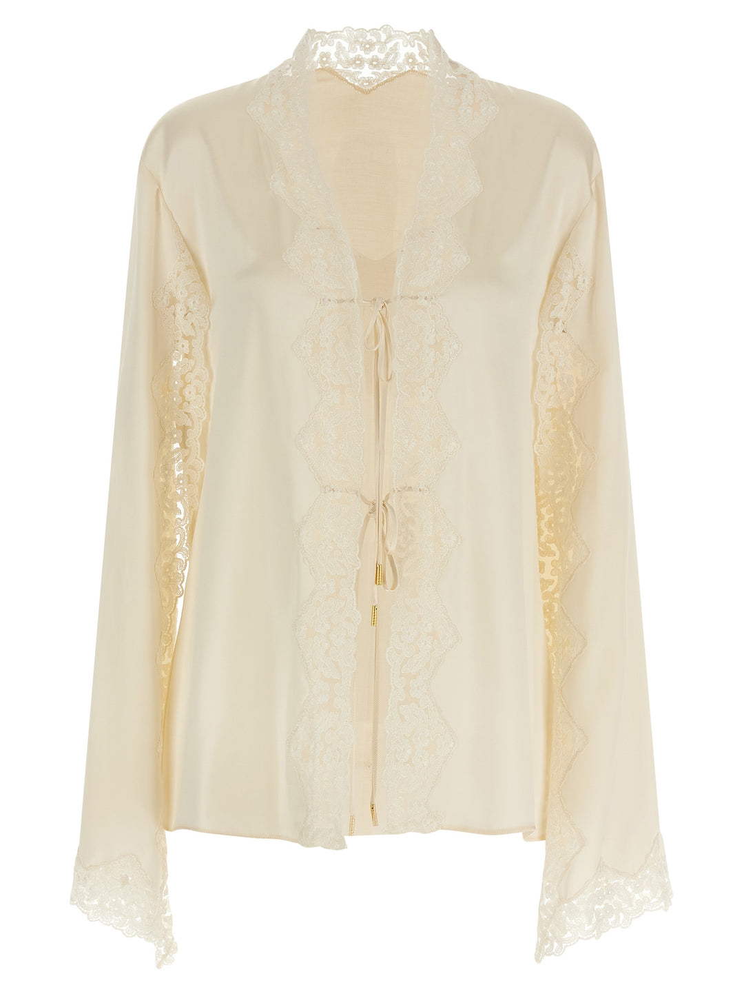 Alberta Ferretti Satin And Lace Shirt Shirt and Blouse - Beige | d8675f919b05a0c05193c94c0b18060a2a0e200c