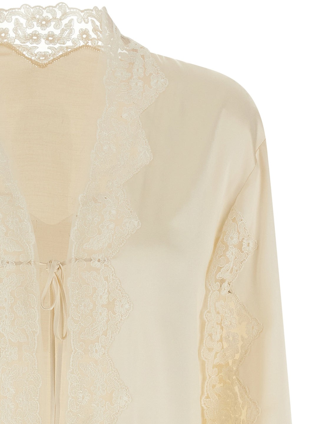Alberta Ferretti Satin And Lace Shirt Shirt and Blouse - Beige | 2a00828c39100cda72cbf3e3f84a782a97234801