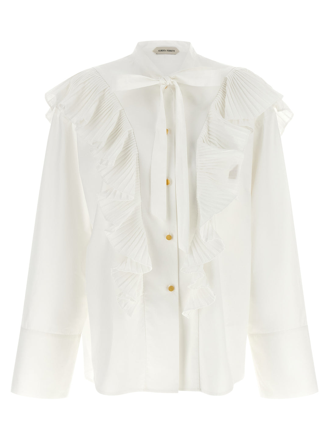 Alberta Ferretti Pleated Ruffle Shirt Shirt and Blouse - White | 7f1244f6ef2041447b561b2da92d53c039d27dbd