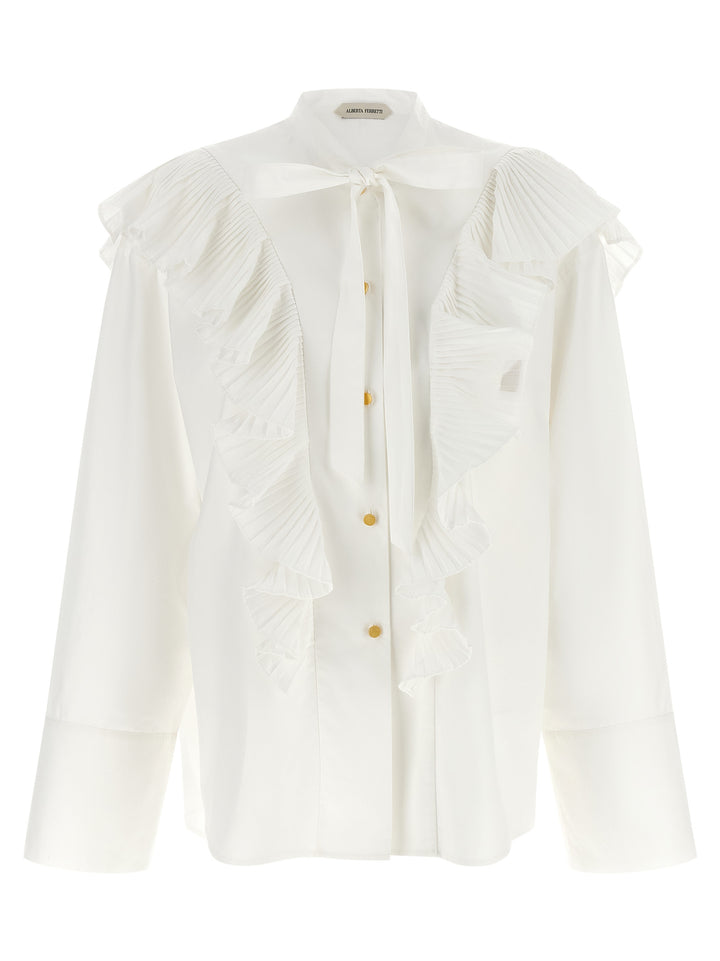 Alberta Ferretti Pleated Ruffle Shirt Shirt and Blouse - White | 7f1244f6ef2041447b561b2da92d53c039d27dbd