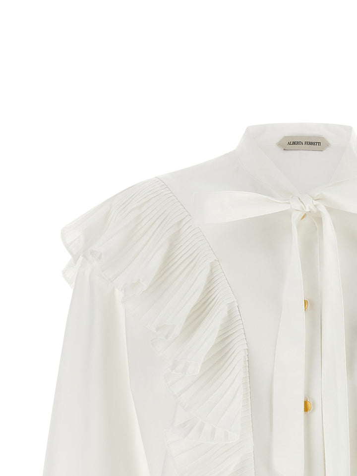 Alberta Ferretti Pleated Ruffle Shirt Shirt and Blouse - White | cc8d83aa7fdb321ef8656d9824912043f579577f