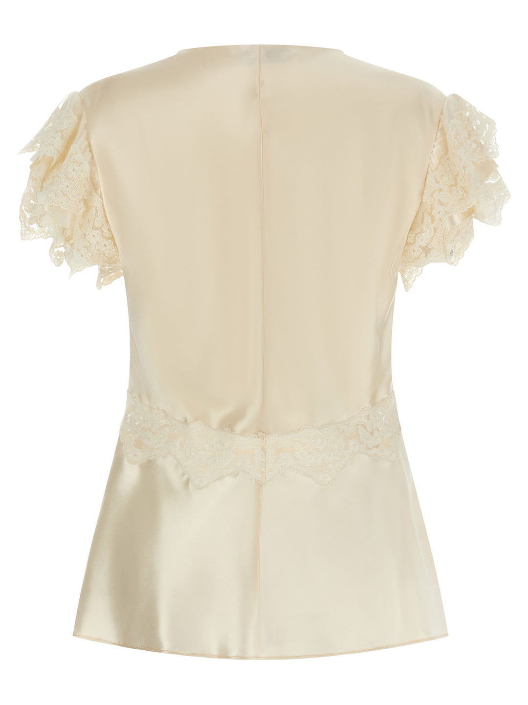 Alberta Ferretti Satin And Lace Top Tops - Beige | f960a6fc7e70acae4de7dad40ad517e9cc39d3b6
